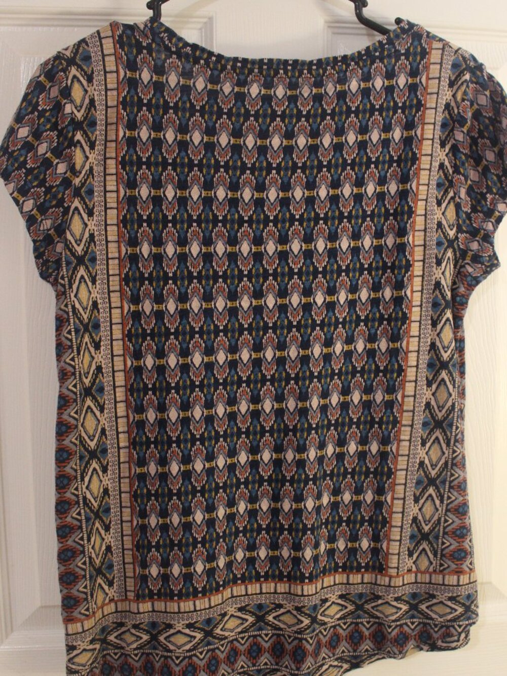Lucky Brand SKU314 Women’s Boho Geometric Print Short Sleeve Top Size S - Picture 2 of 3